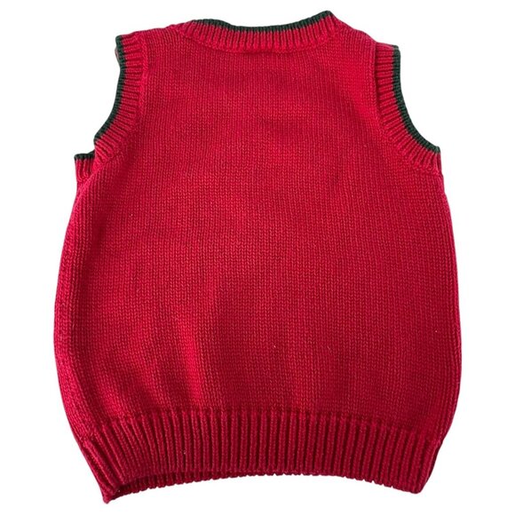 Little Me Toddler Baby Red Moose Sweater Vest 18M Cotton Knit Shoulder Button - Picture 5 of 5